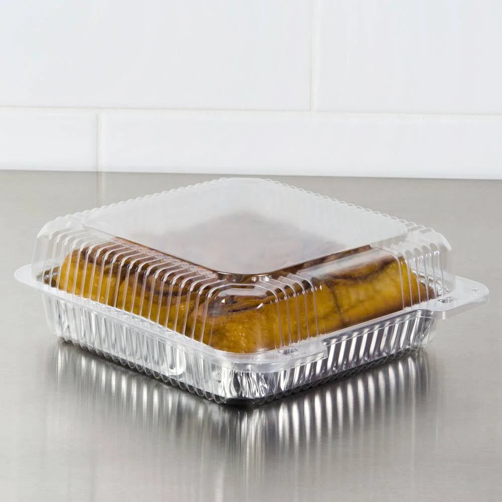 Clear Hinged Plastic Square Container - 250/Case O9727