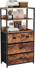 4 Drawer Fabric Dresser with 3 Tier Wood Shelf S271