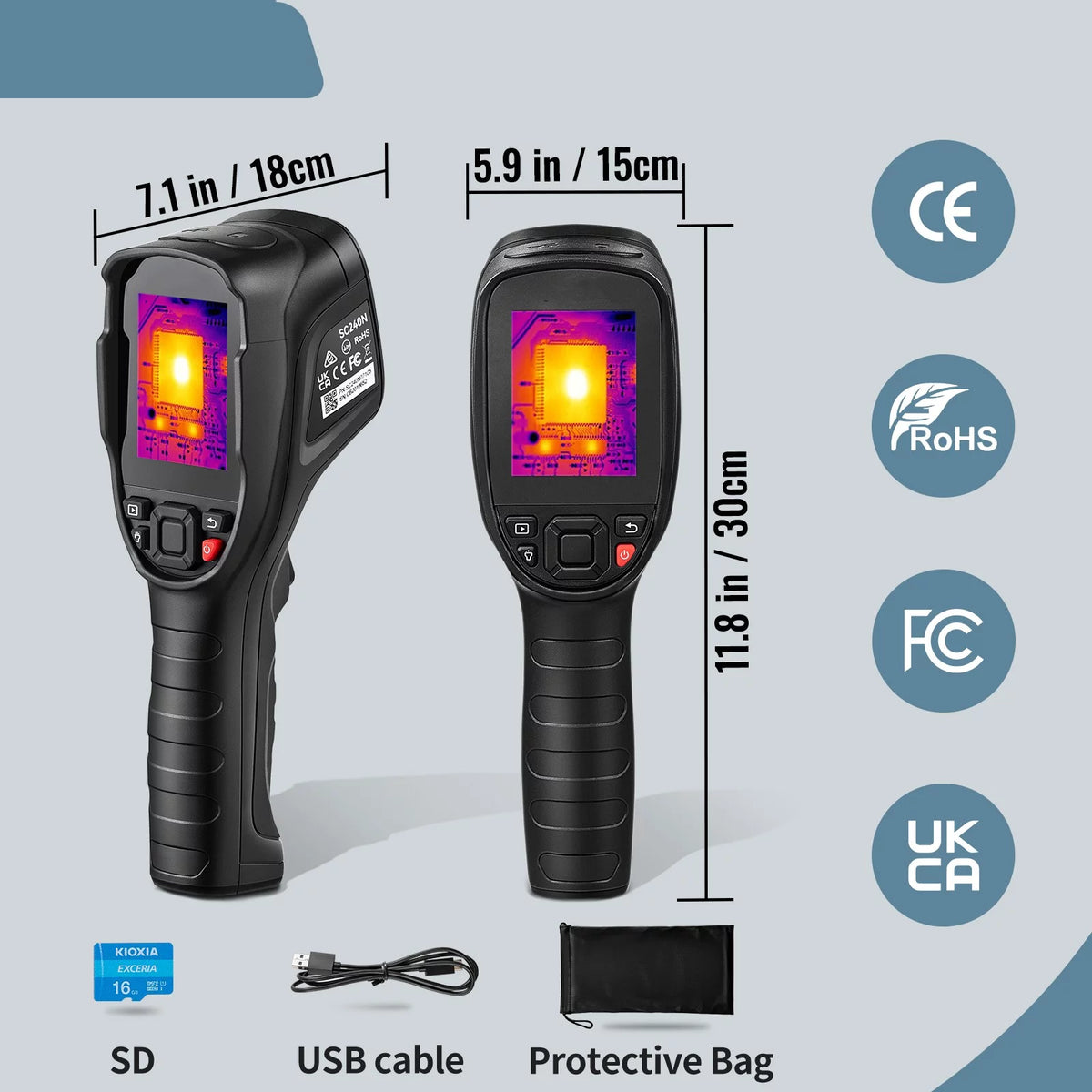 Infrared Thermal Imager 16G IR Resolution 240x180 LCD D71848
