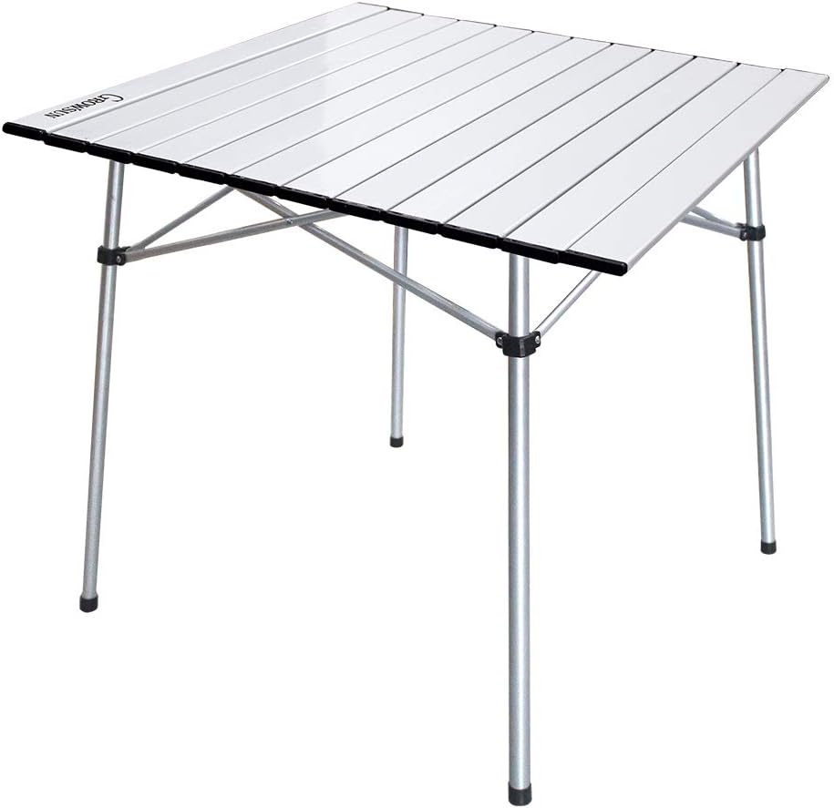White Aluminum Folding Camping Table with Carry Bag J781600