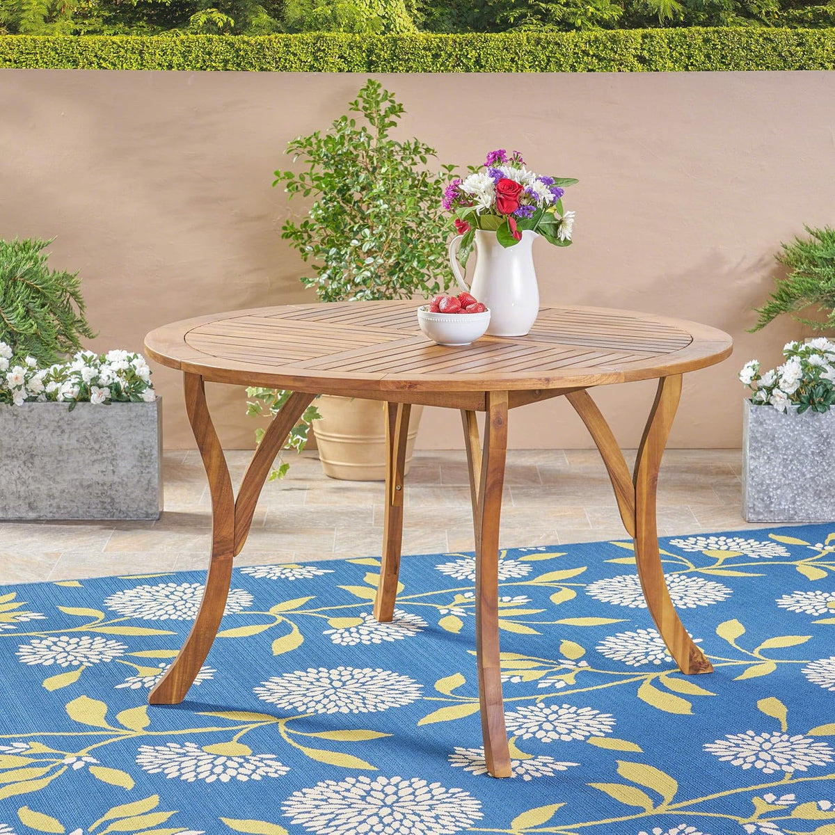 Round Acacia Wood Dining Table M318