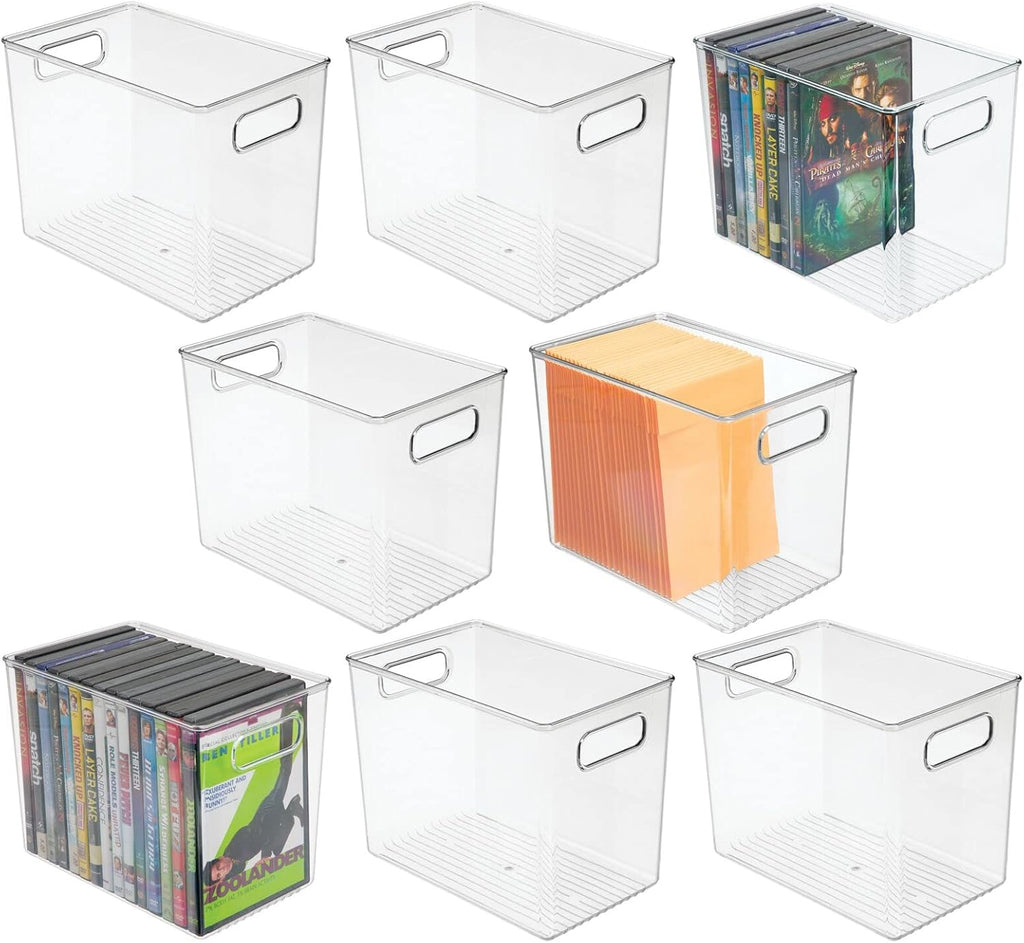 Clear Plastic Storage Container Bins with Handles, 8 Pack V239410
