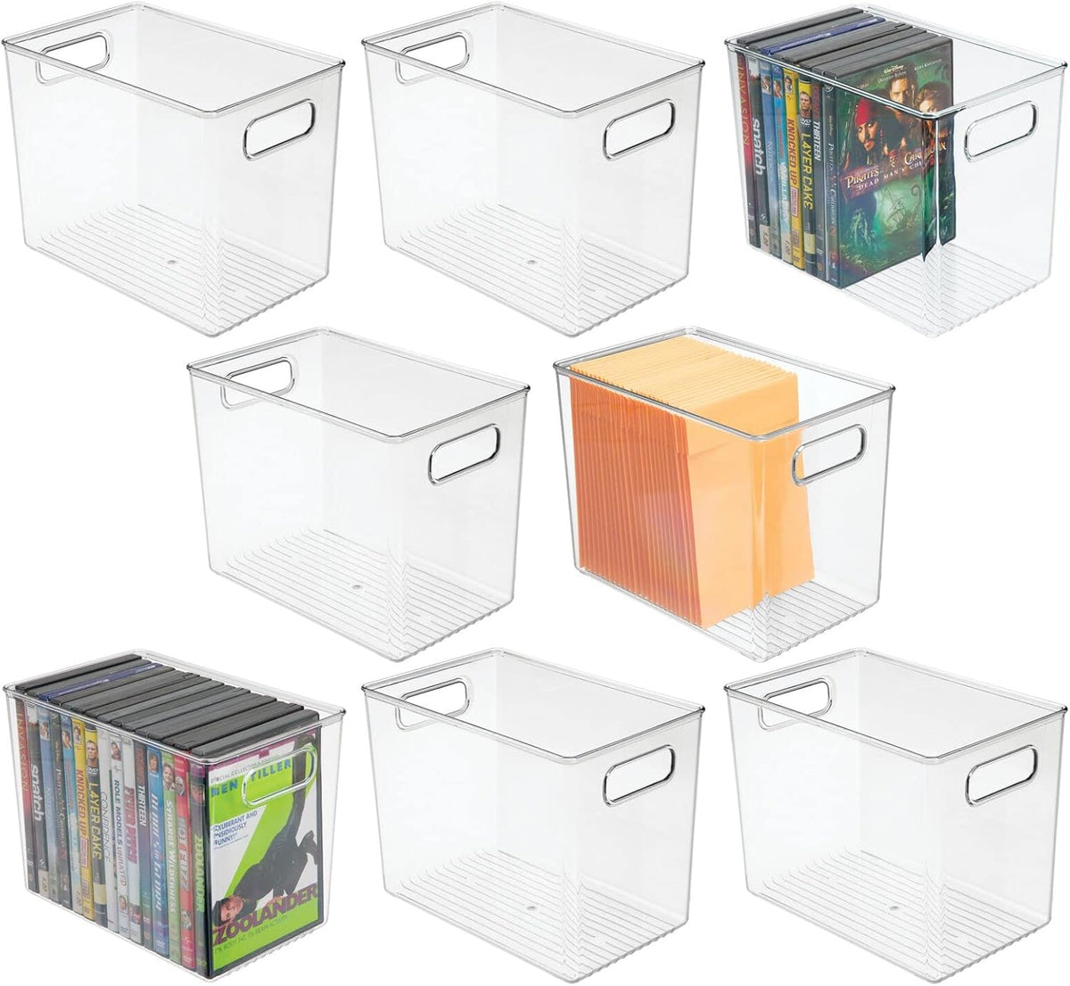 Clear Plastic Storage Container Bins with Handles, 8 Pack V239410