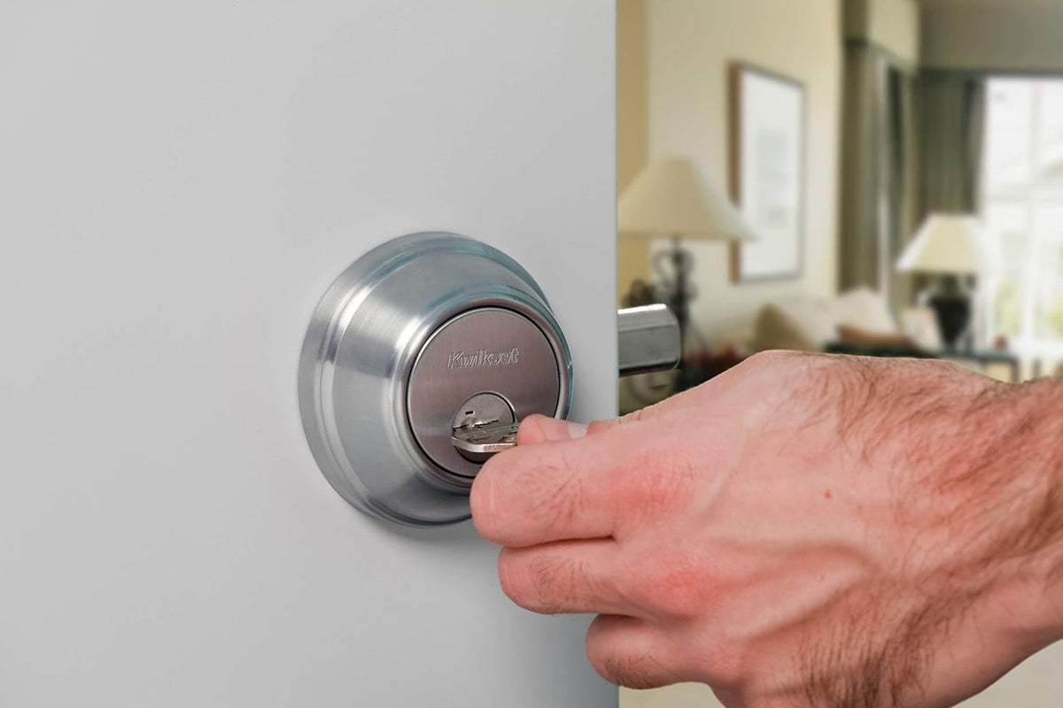 Single Cylinder Satin Nickel Deadbolt with SmartKey F654