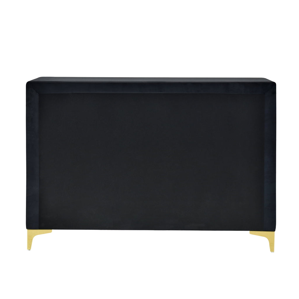 Velvet 6 Drawer Dresser with Gold Legs and Trim Q26144