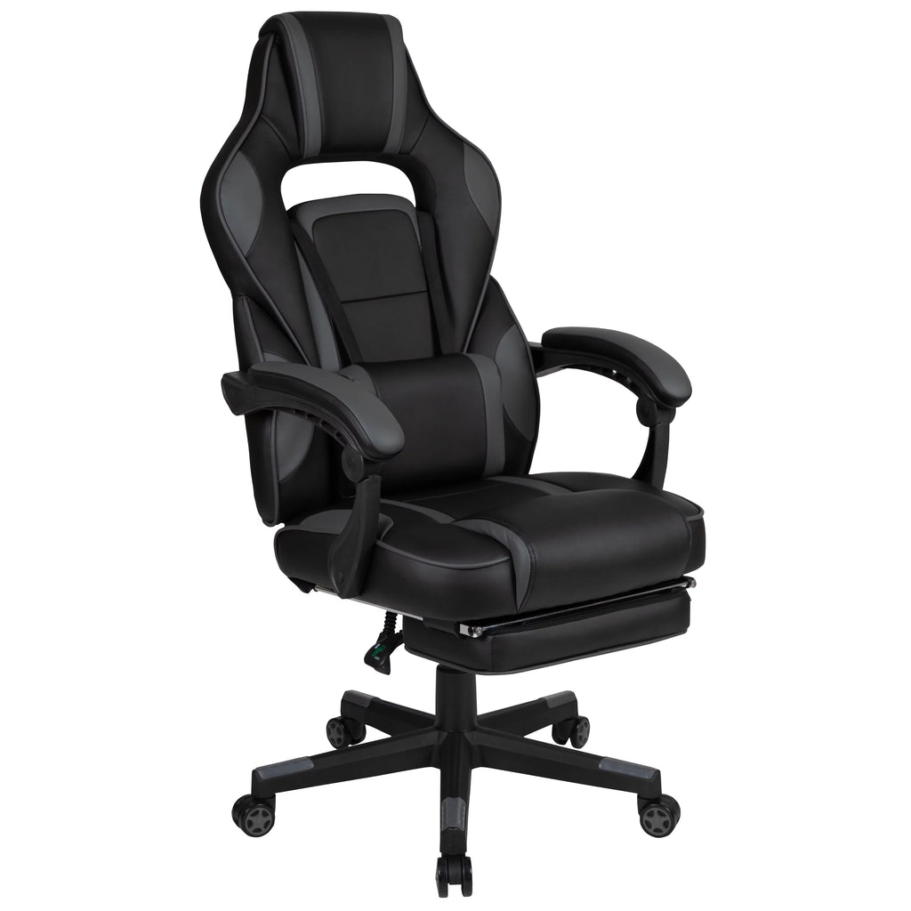 Black Gray Ergonomic Reclining Gaming Chair with Footrest S8769