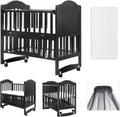 Portable Mini Baby Crib 6-in-1 Convertible Black U96316