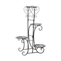 4 Tier Iron Plant Stand Wood Shelves N4482