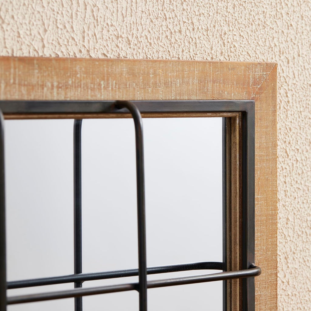 Windowpane Wall Mirror 24'' x 32'' Rectangle Wood Metal Frame J684661