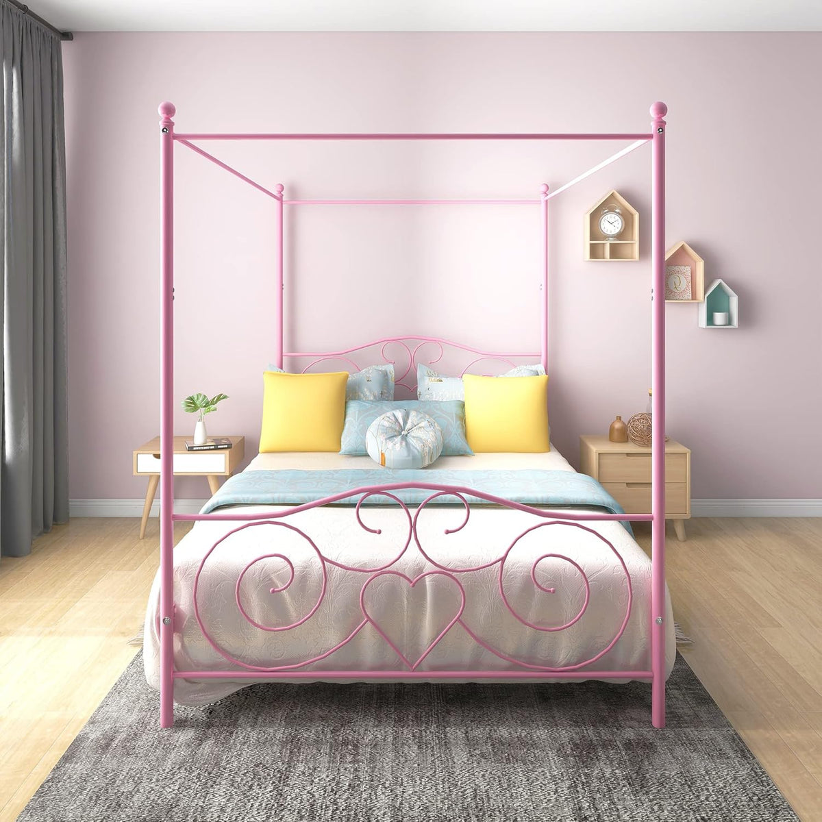 Sand Black Full Platform Bed Frame with Headboard and Footboard T4101