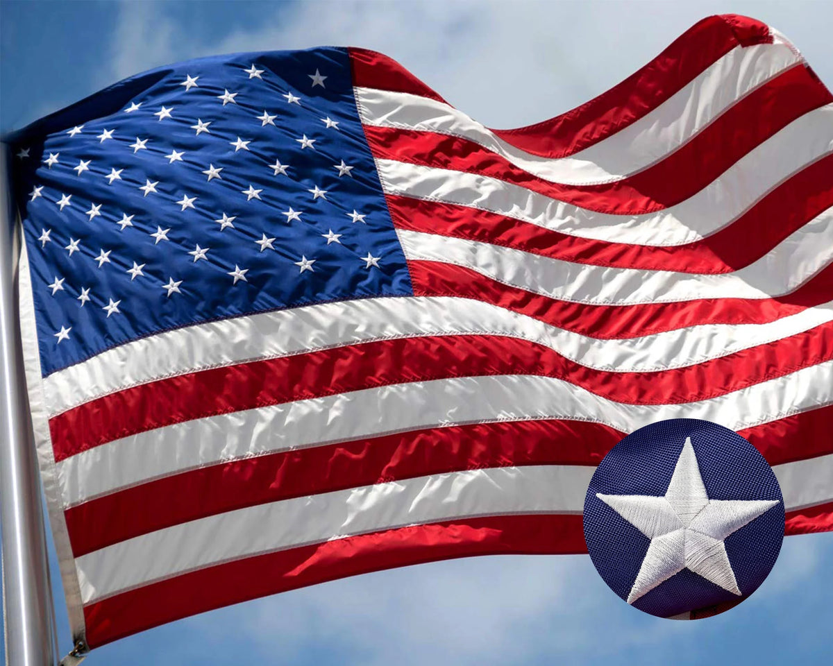 10x15 FT Nylon American Flag with Embroidered Stars Y64723