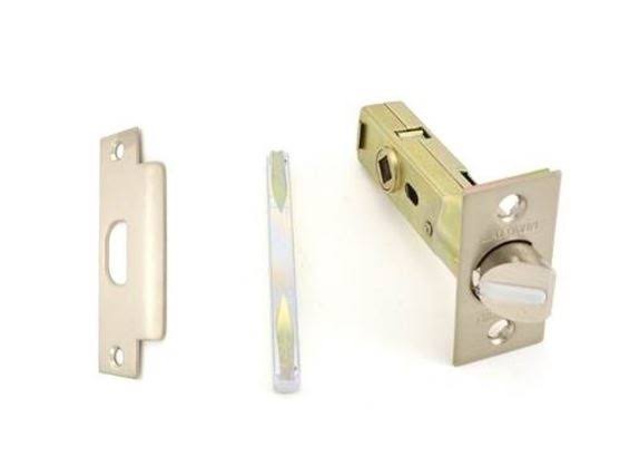 Satin Nickel Passage Latch with Faceplate and Strike P86842