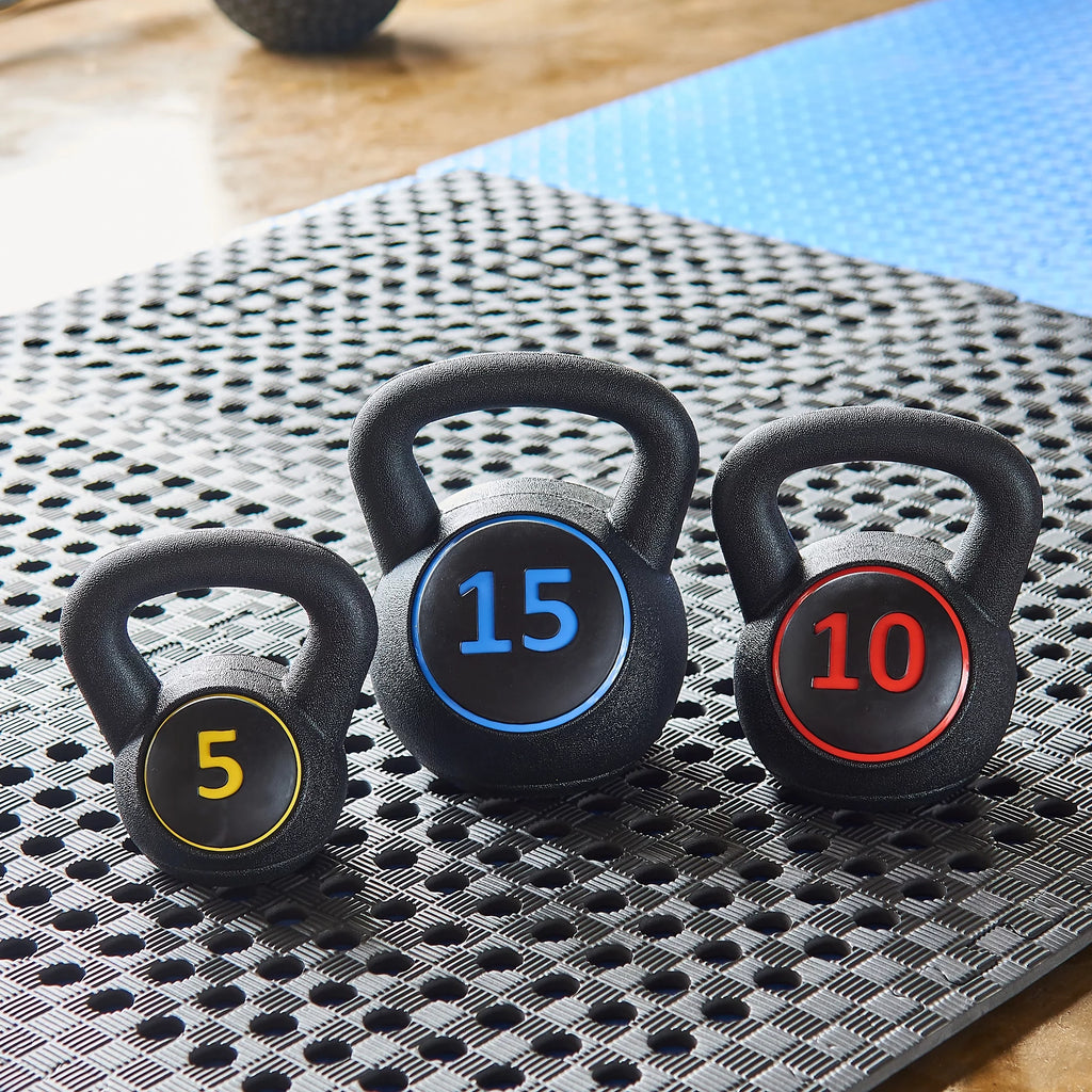 Wide Grip Kettlebell Set, 5lb 10lb 15lb H315590