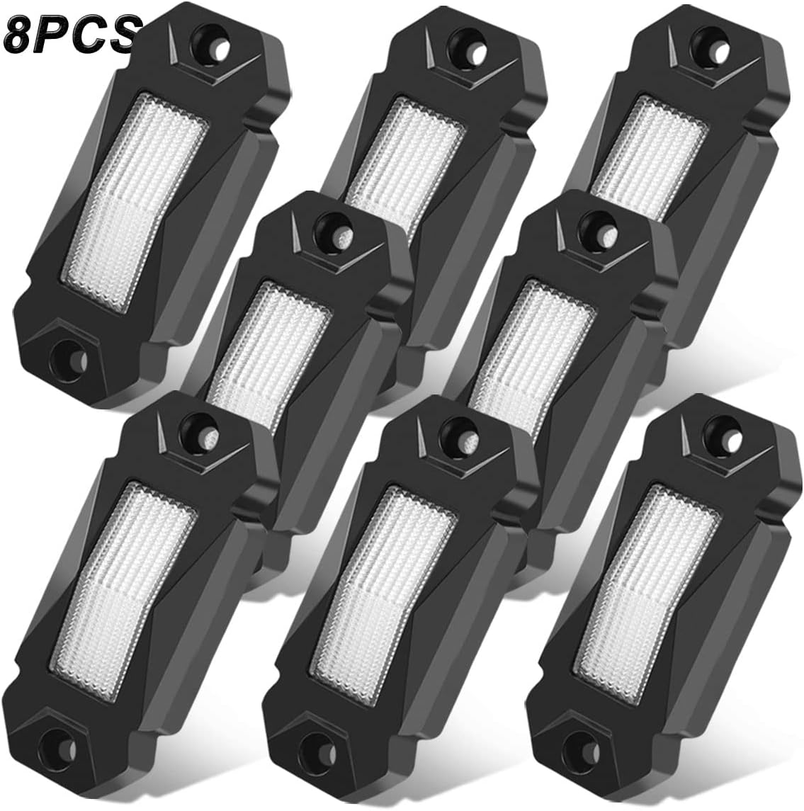 White 16PCS LED Rock Lights Under Glow Waterproof D402