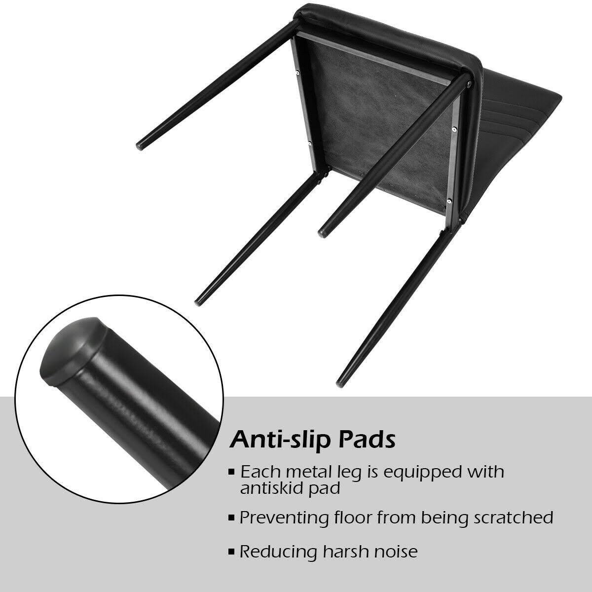 Black PVC Dining Side Chairs Set of 4 N494
