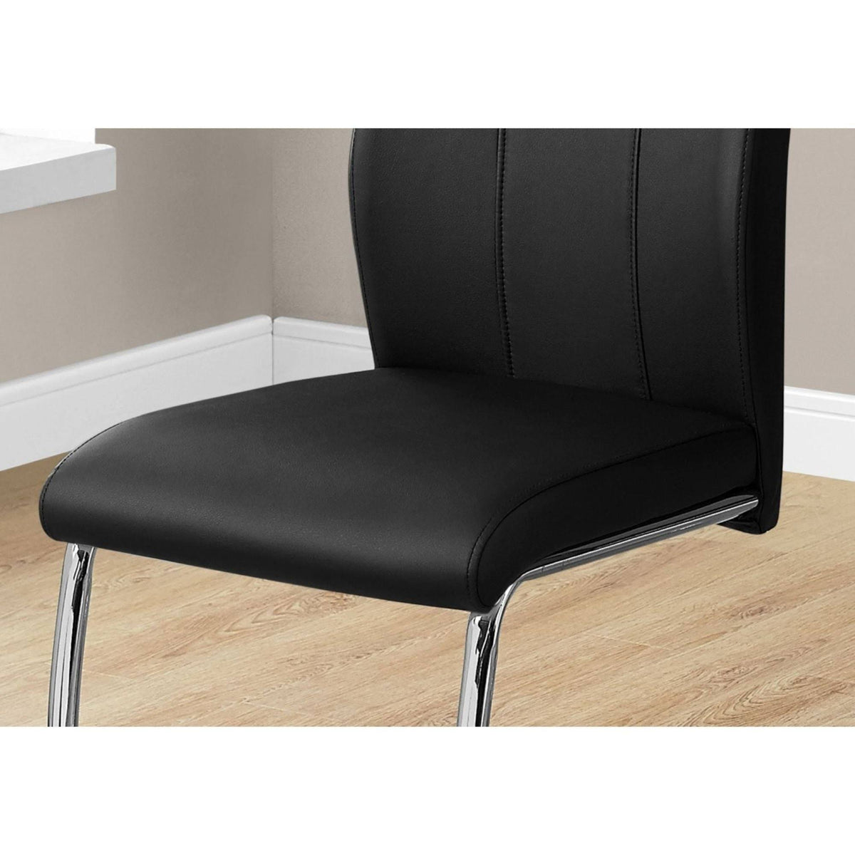 2 Piece Dining Chair Black Leather-Look Chrome V5786