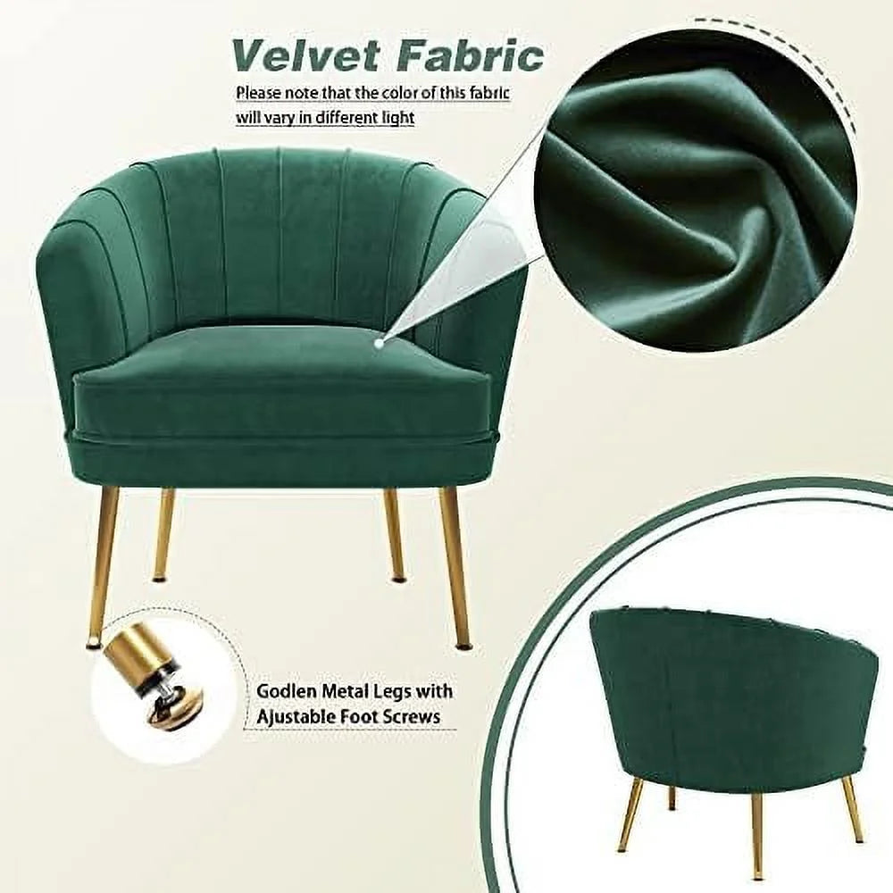 Green Velvet Accent Chair with Golden Metal Legs Q41681