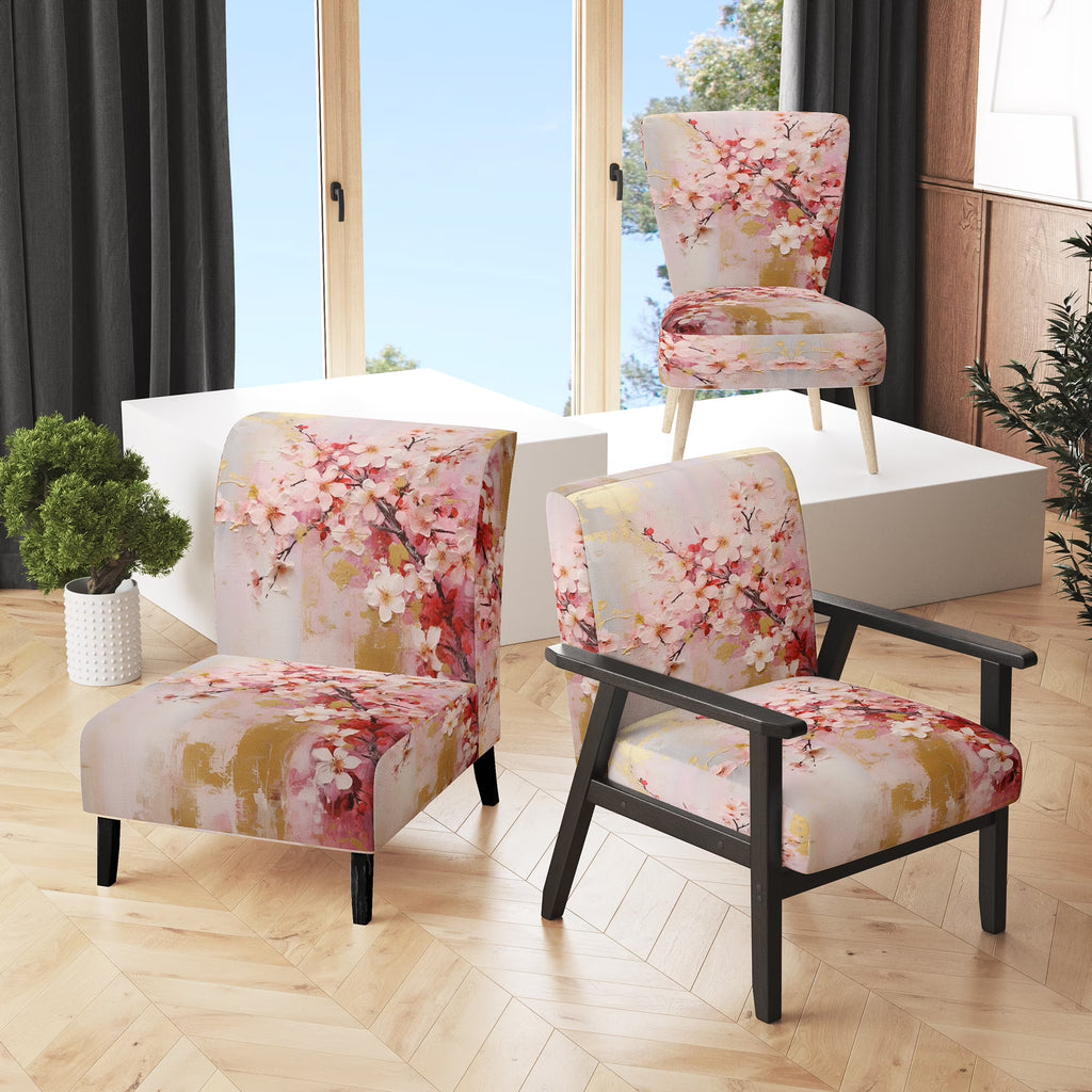 Upholstered Floral Accent Chair and Traditional Arm Chair X5916