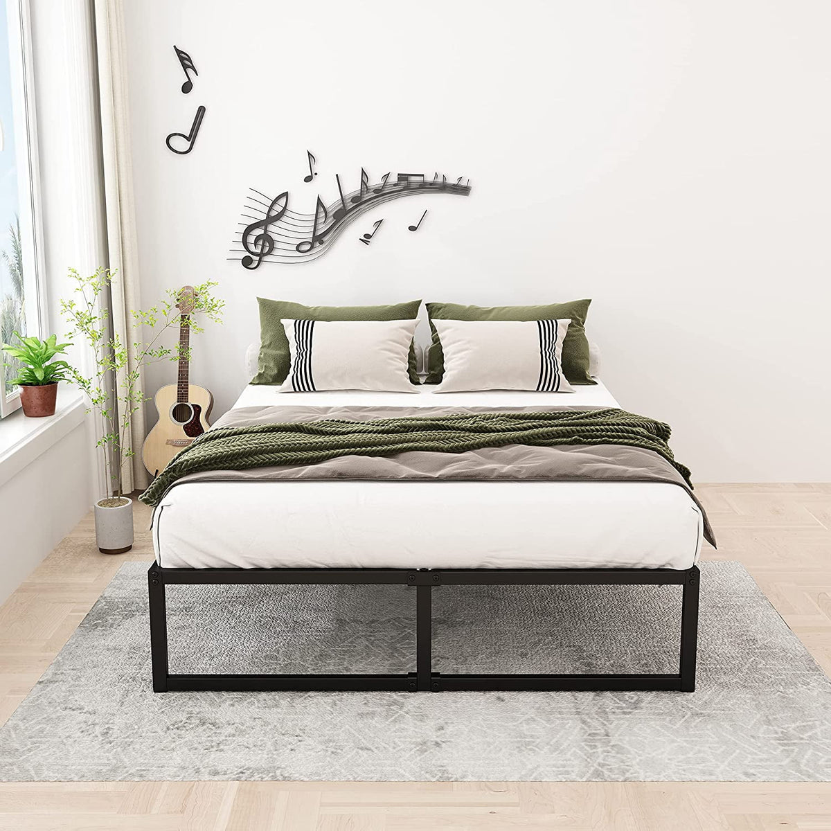 14 Inch California King Heavy Duty Metal Platform Bed Frame, Black B8587