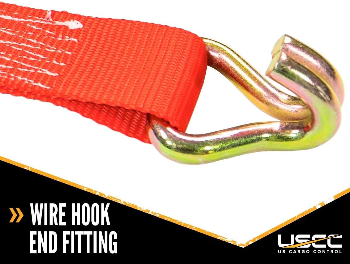 2 Inch x 27 Foot Red Ratchet Straps with Double J Hooks, 4 Pack A24937