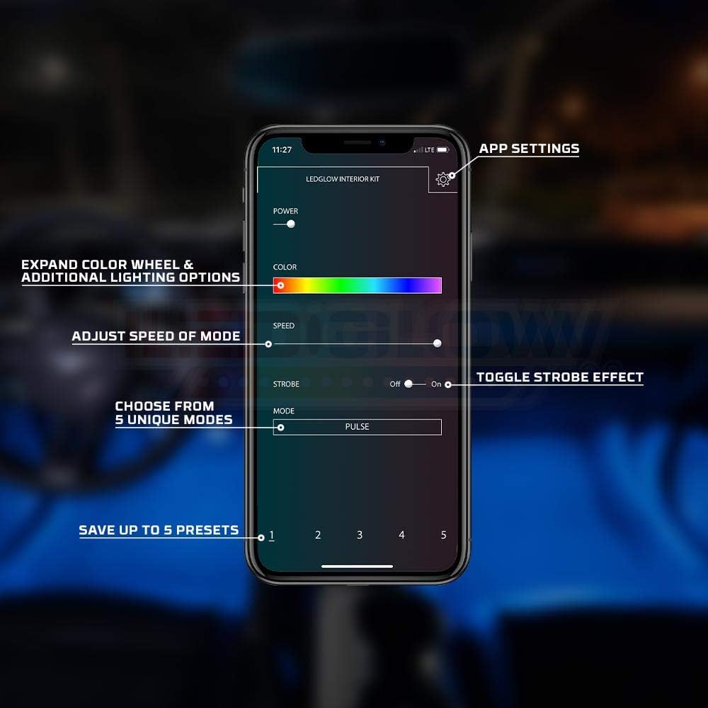 8pc Bluetooth Multi-Color LED Interior Lighting Kit K8898