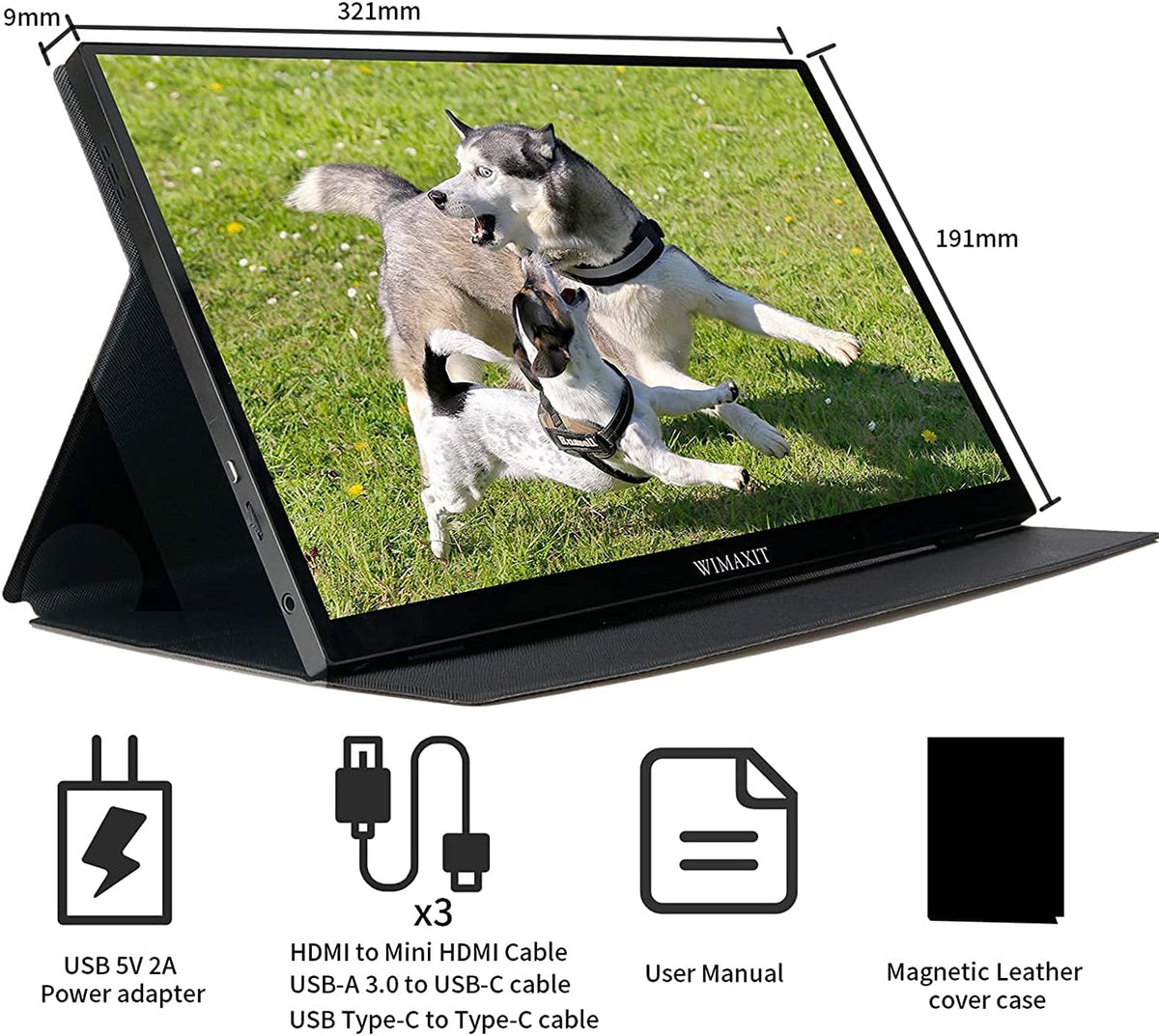 14inch Portable Touch Monitor 1920x1080 FHD External Display with Mini HDMI Input/USB-C Port/3.5mm Audio Out/Cover Stand S4665