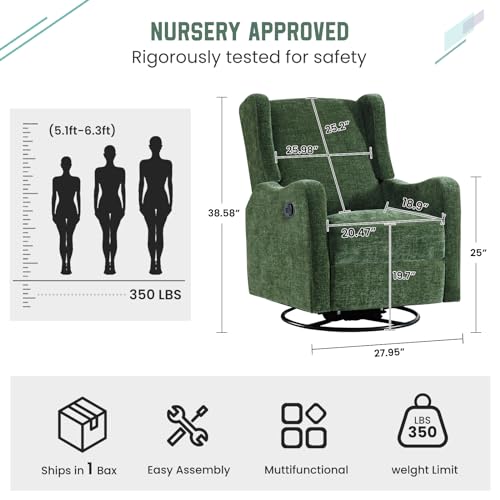 Green Chenille Swivel Glider Recliner P74656