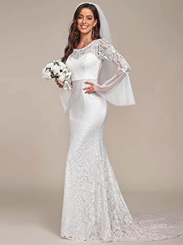Sweetheart Illusion Neckline Lace Applique Bodycon Mermaid Wedding Dress O427