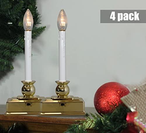 Set of 4 LED Flickering Candles with Gold Base D446827