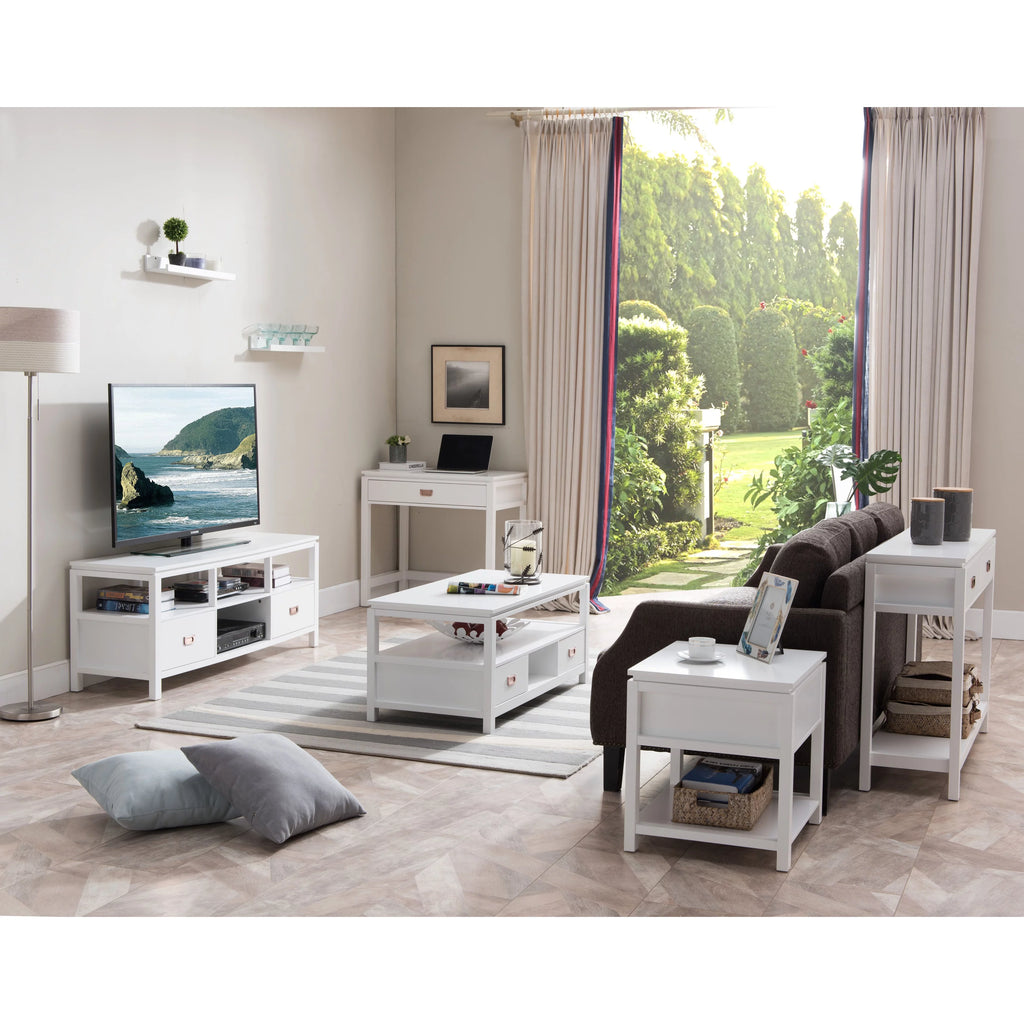 3 Piece White Wood Storage Occasional Table Set U289