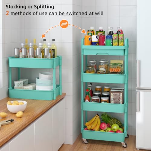 3-Tier Rolling Utility Cart with Drawer, Black J102