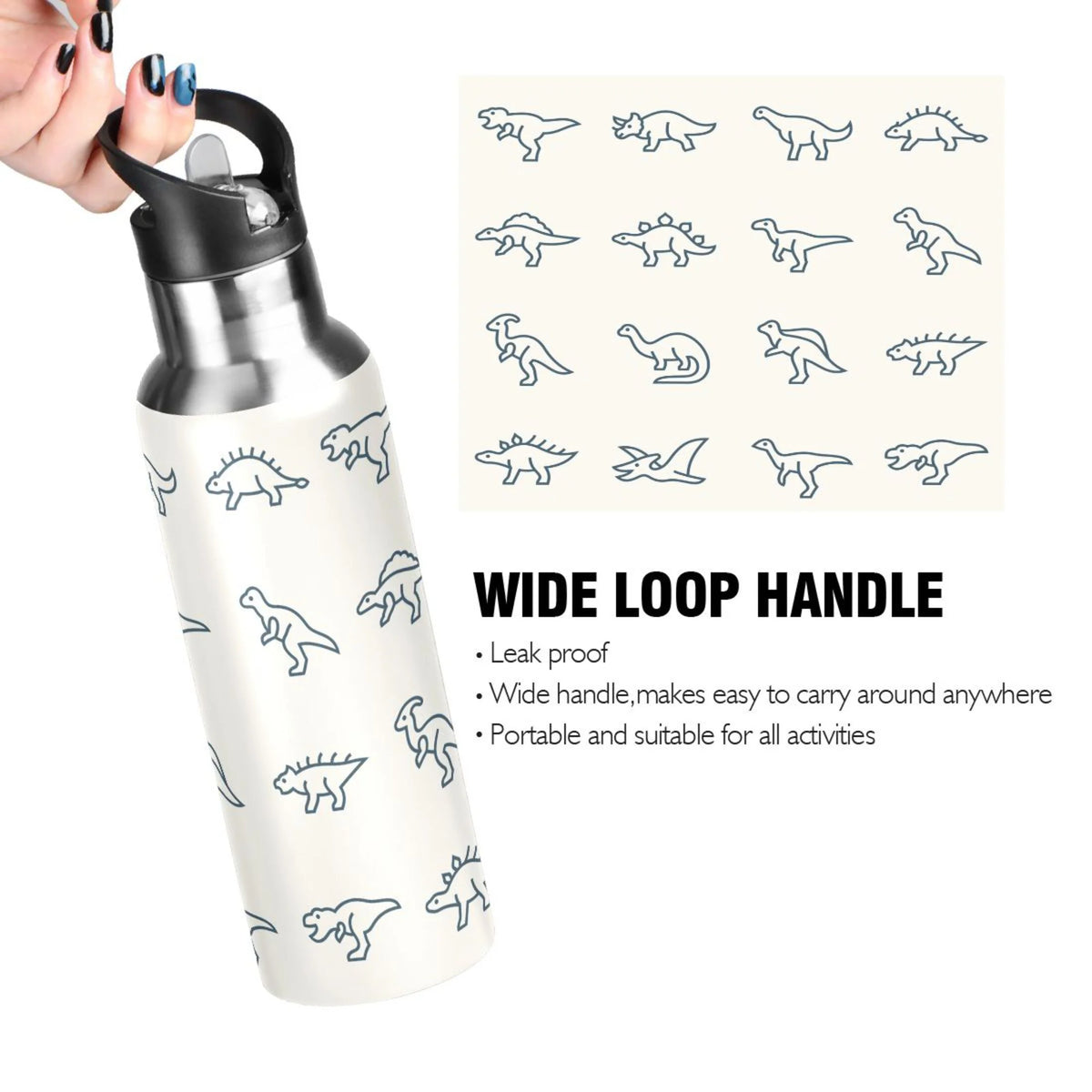 Stainless Steel Water Bottle with Straw Lid Vacuum Insulated Leak Proof Flask 20 OZ V305