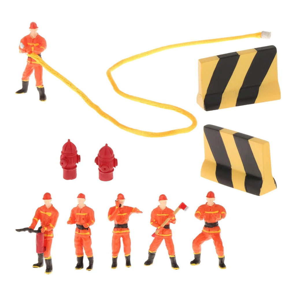 Miniature Firefighter Figures 1:50 Scale Model Train People Diorama Character W6636