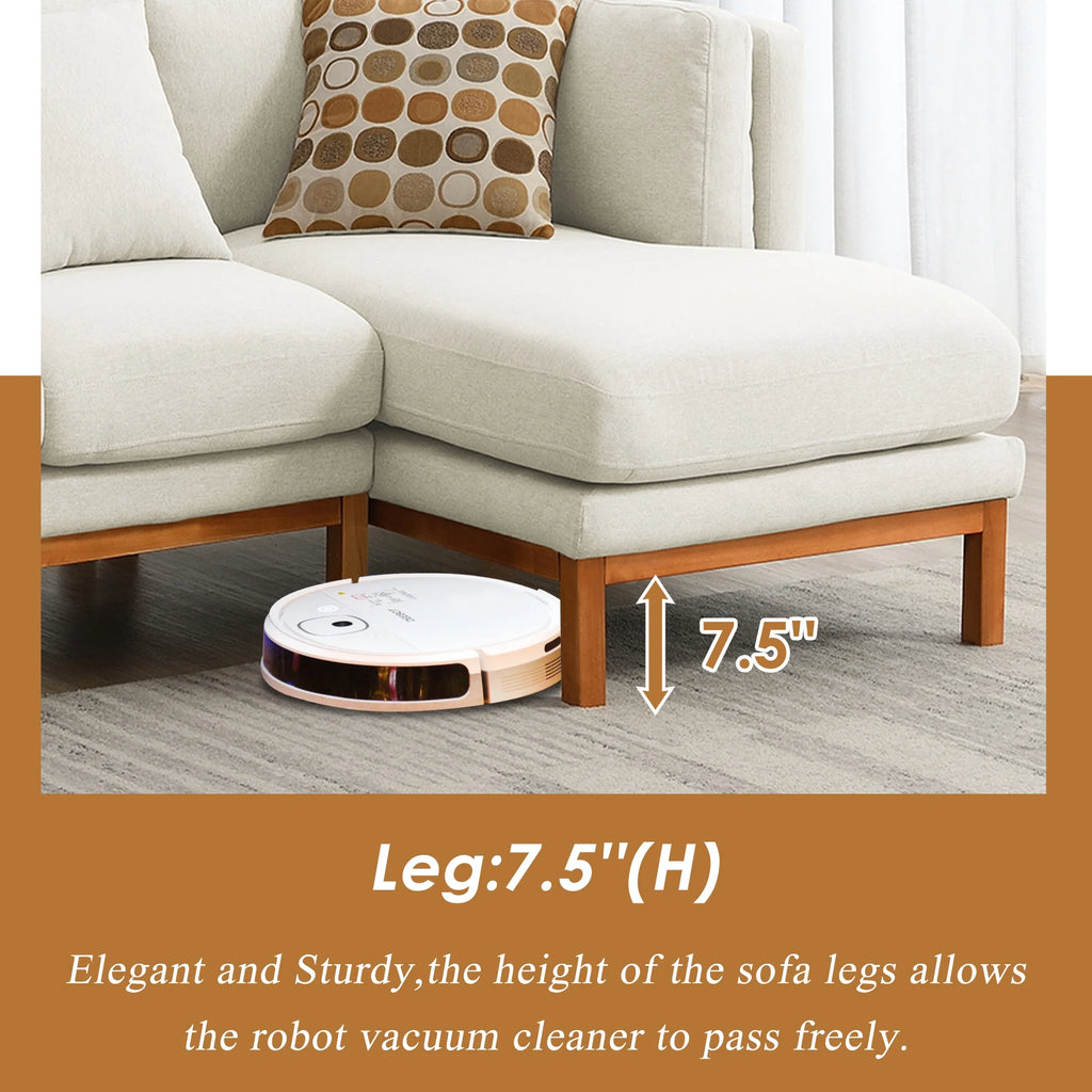 Cream Linen L Shaped Sectional Sofa with Chaise I1647