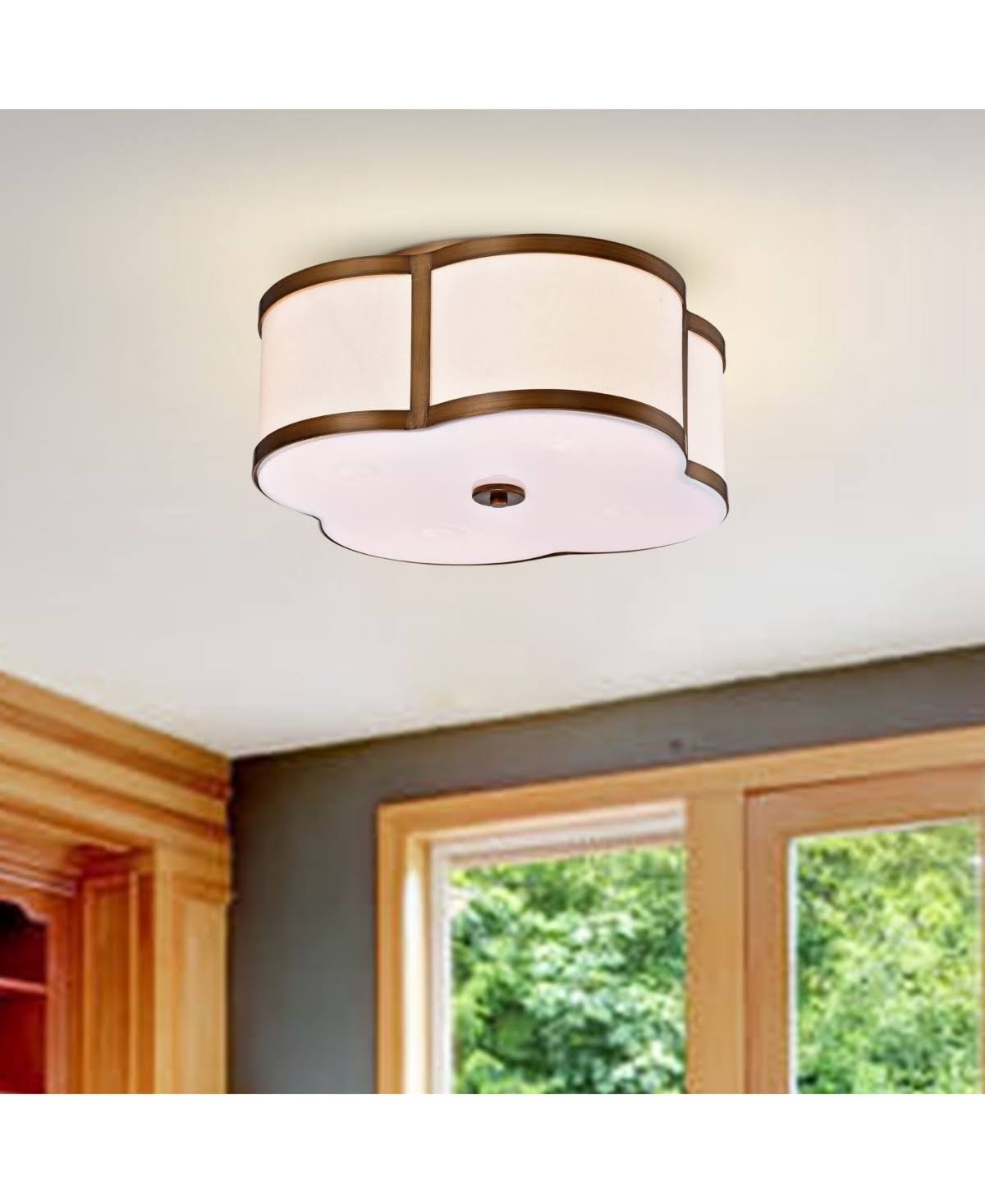 Antique Brass 4-Light Flush Mounted Ceiling Lamp J62370