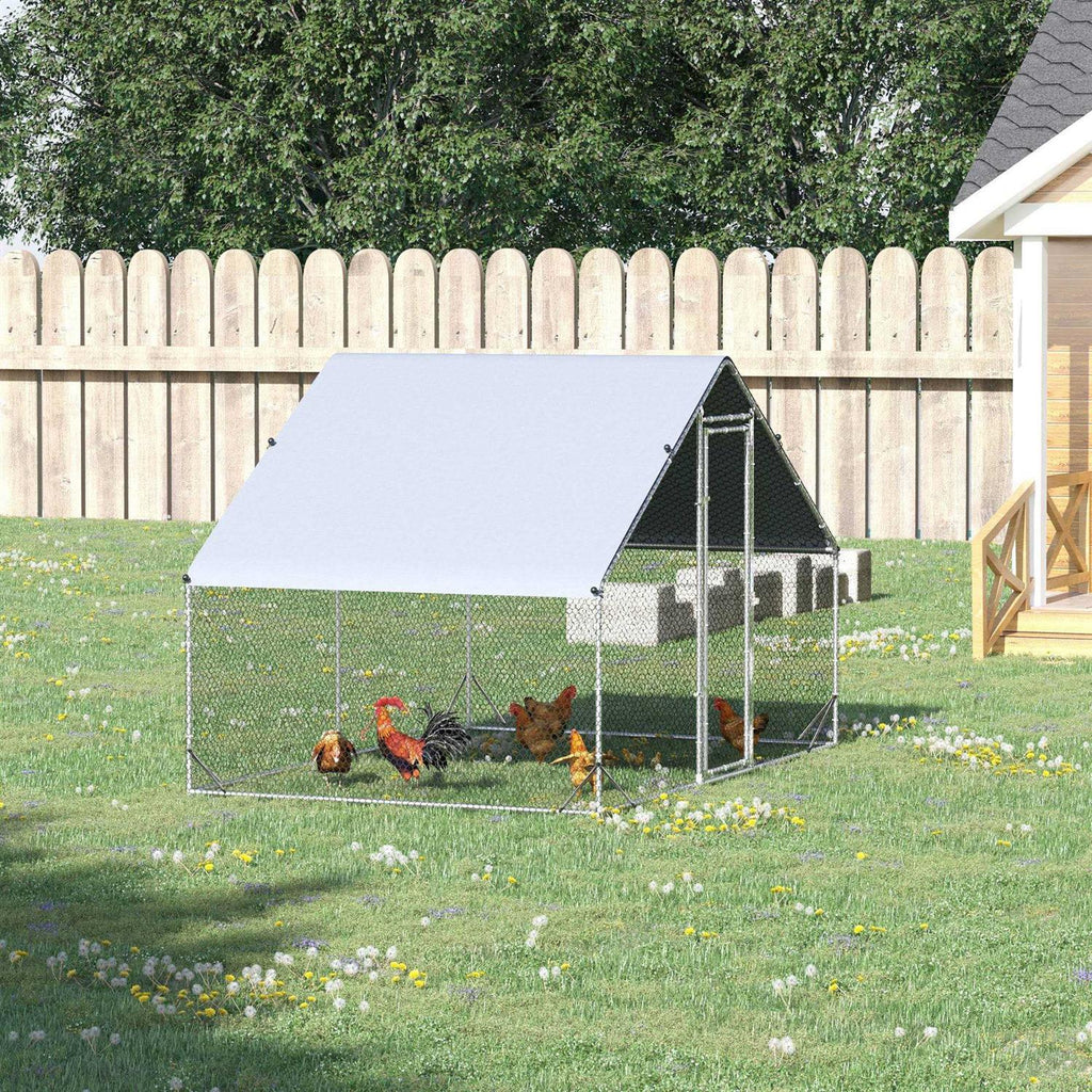 Large Metal Chicken Coop with Cover and Lockable Door S46767