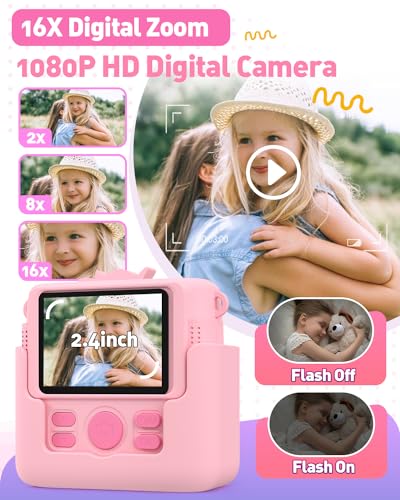 Pink Instant Print Kids Camera with 32GB SD Card O738