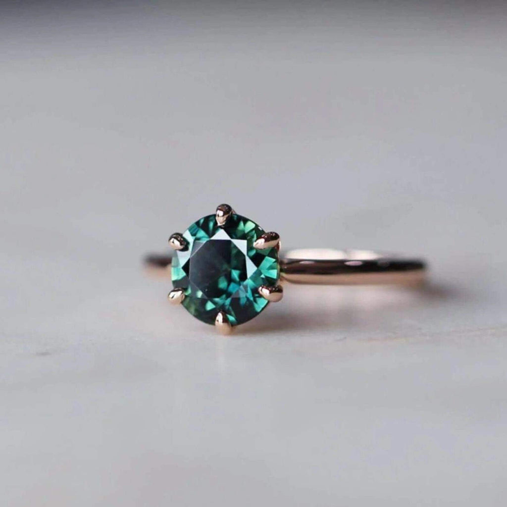 14k Rose Gold Teal Sapphire Ring K23506