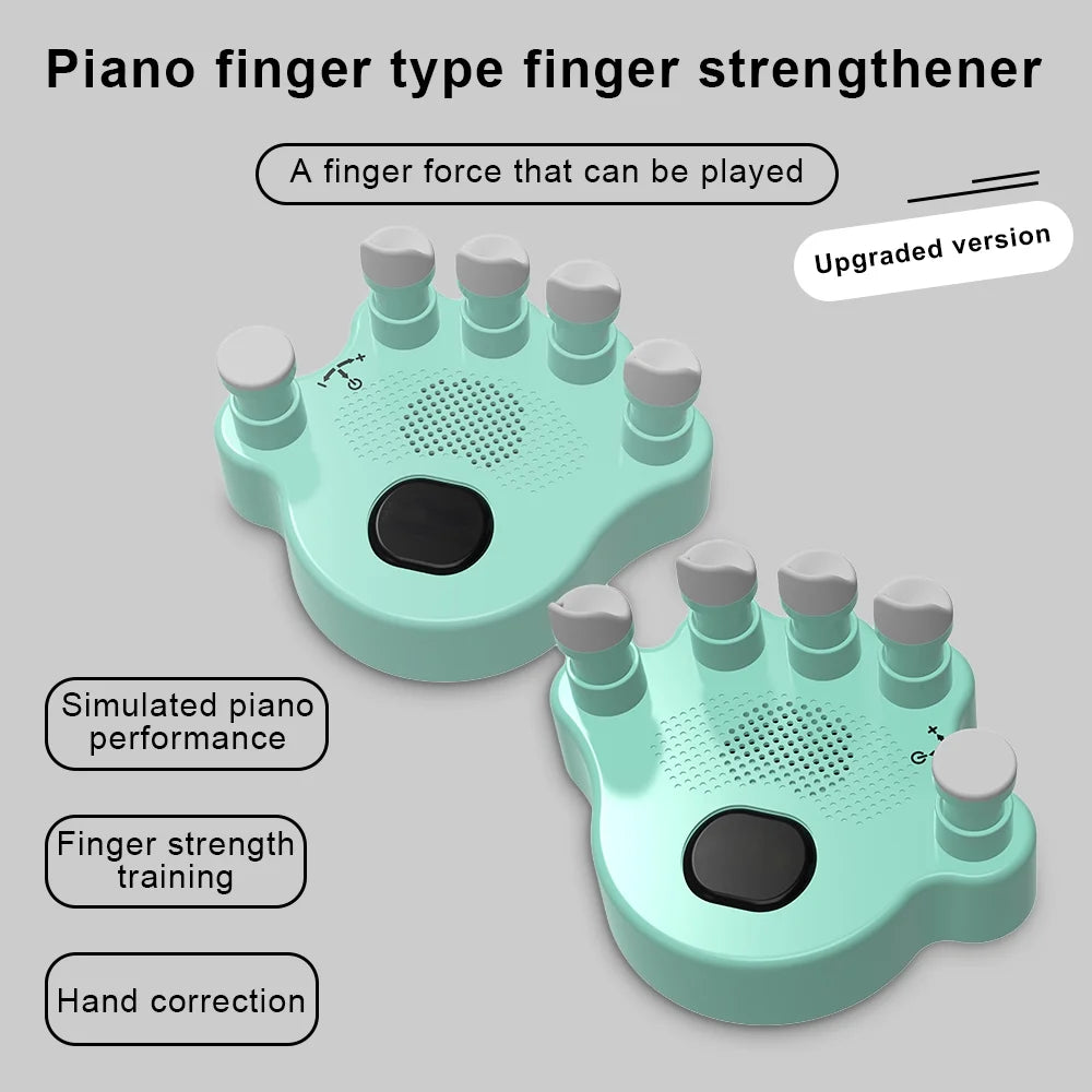 Hand Exerciser Trainer, 2Pcs Piano Hand Shape Corrector, Hand Strengthener with Speaker, Silicone Button, Anti-slip Design B84200