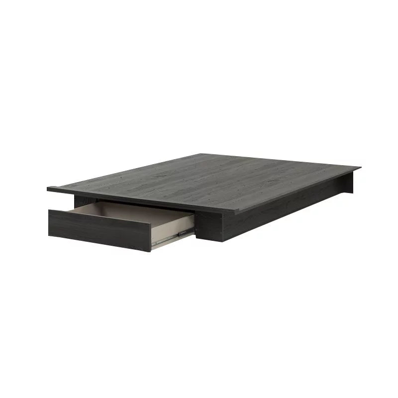Queen Platform Bed & Headboard Set in Gray Oak X76193