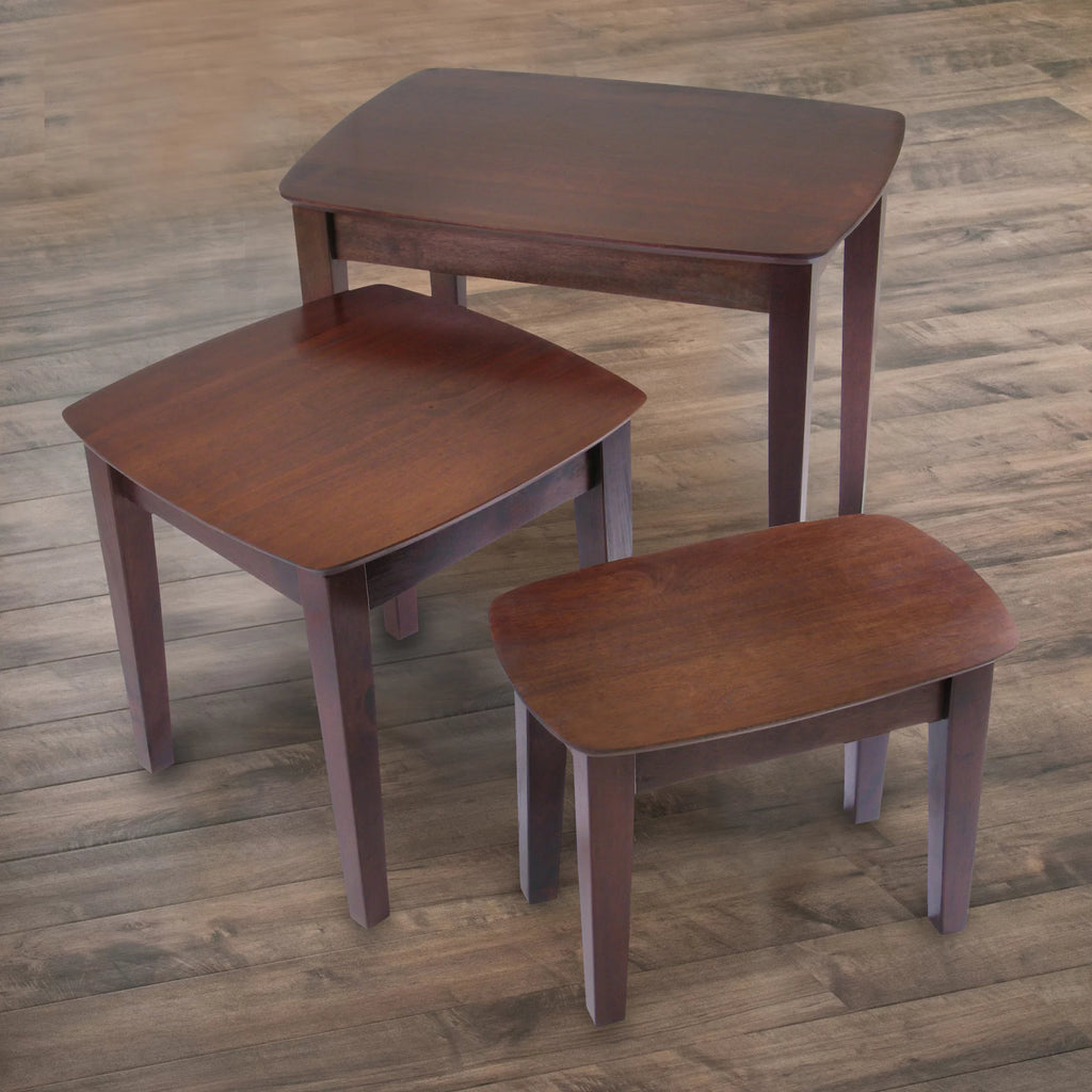 3-Pc Walnut Finish Nesting Table Set X90810