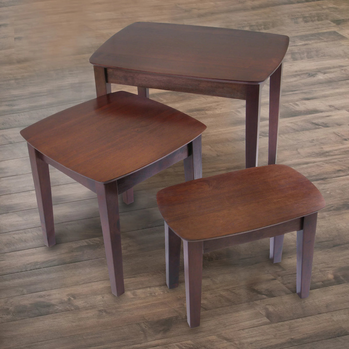 3-Pc Walnut Finish Nesting Table Set X90810
