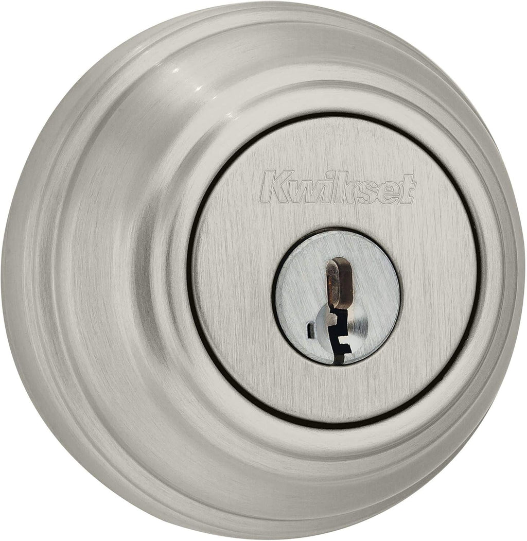 Single Cylinder Satin Nickel Deadbolt with SmartKey F654