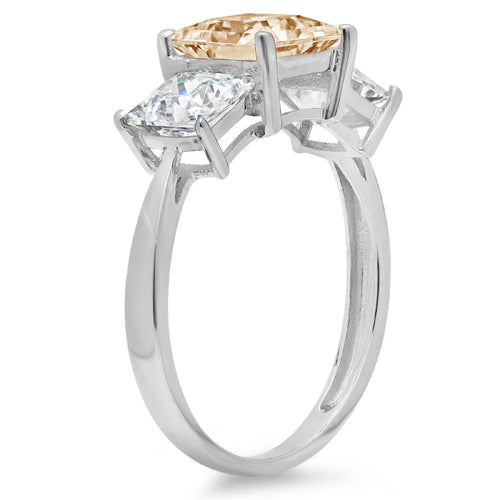 14k White Gold Princess Cut Moissanite 3 Stone Ring Size 4.5 G184078