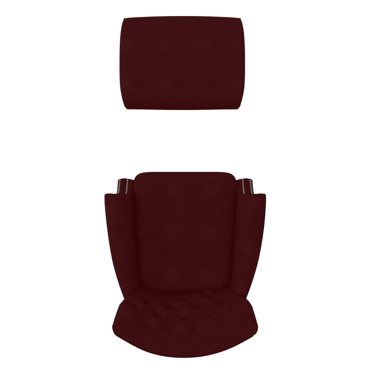 Button-Tufted Rolled Armchair and Ottoman - Ruby Red Z241635