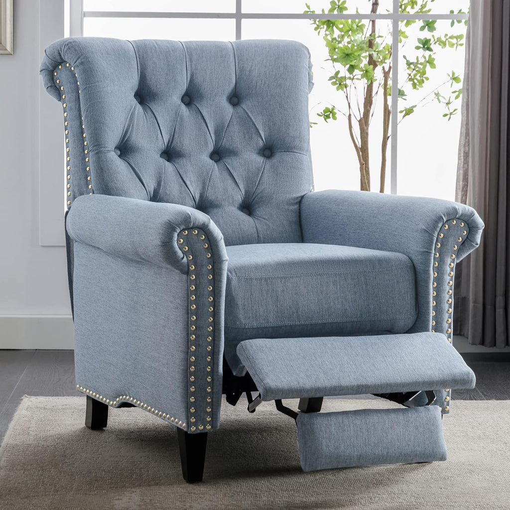 Linen Tufted Push Back Recliner Armchair D55089