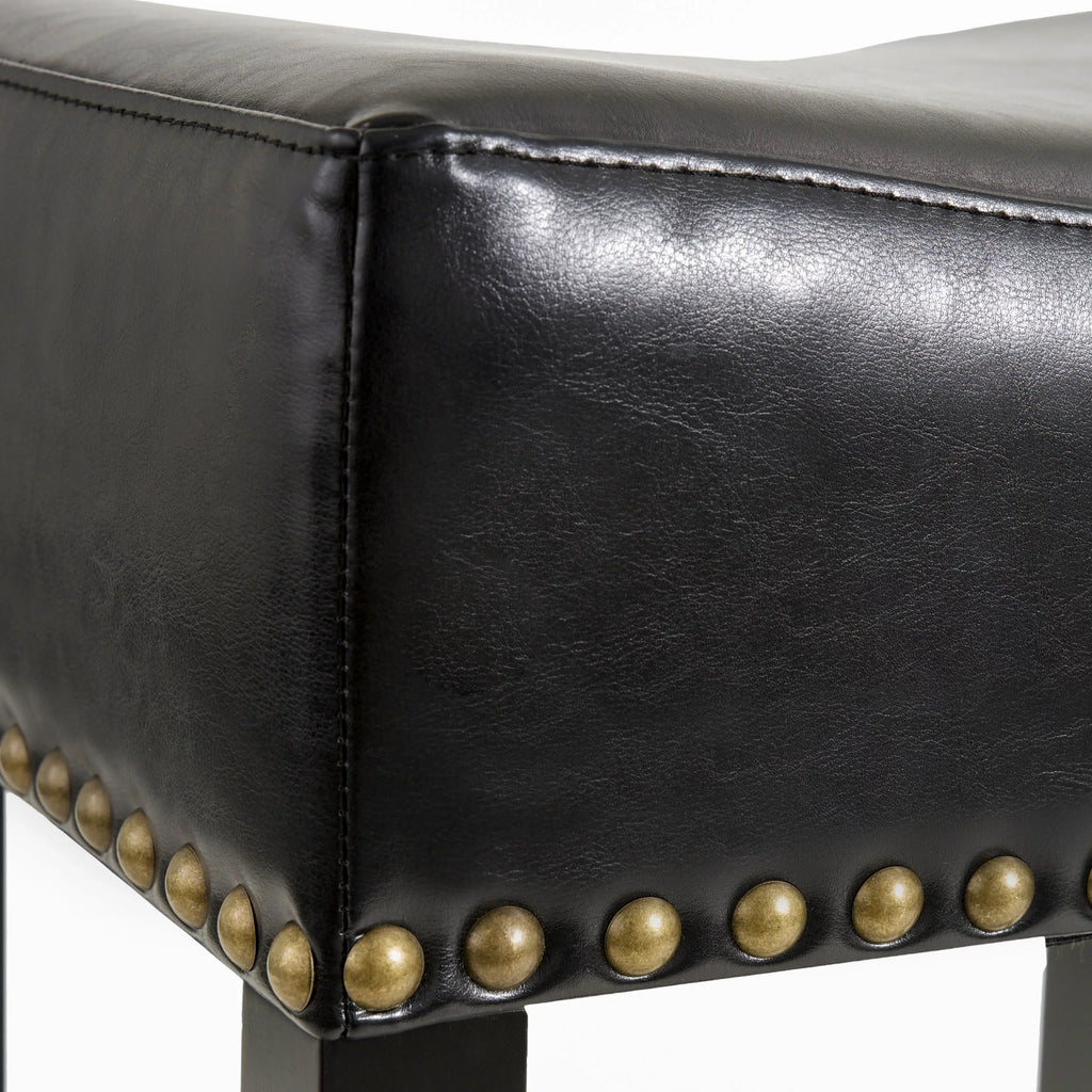 Black Backless Bonded Leather Bar Stool Set of 2 P322412
