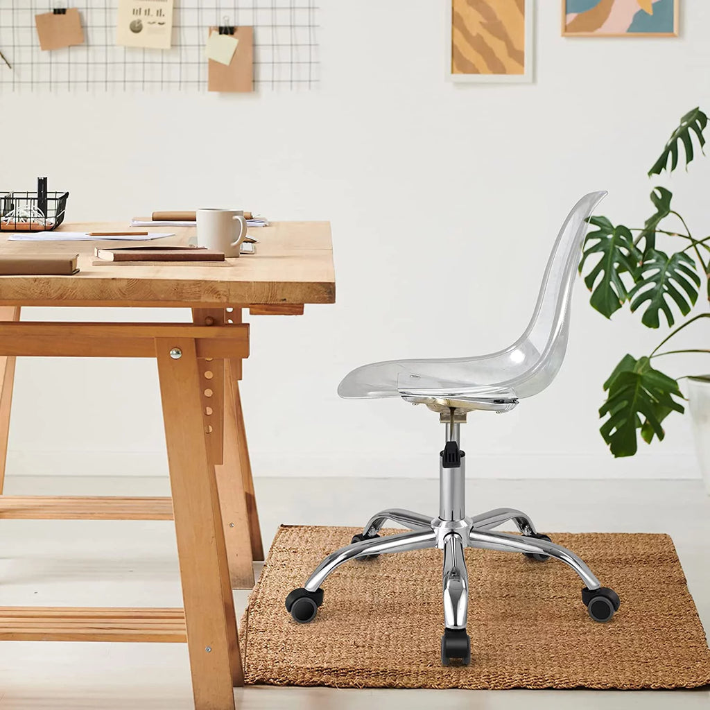 Acrylic Clear Armless Rolling Desk Chair Set of 2 F531202