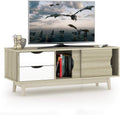 Oak Wood TV Stand with 2 Drawers and 2 Sliding Doors D661534