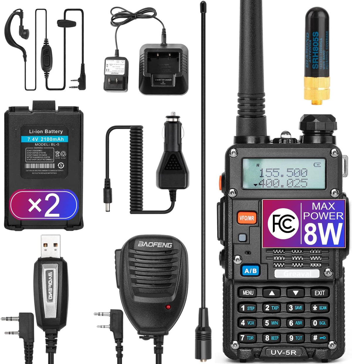 Dual Band 2-Way Radio with 2 Rechargeable 2100mAh Battery Pack of 2 C566455